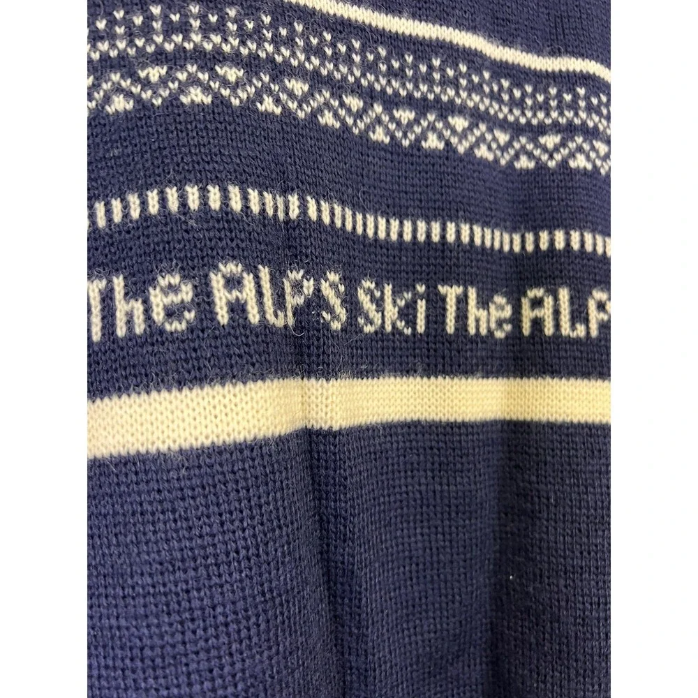 Vintage 80's Garmisch Sweater Bavarian Alps Ski  Zugspitze Germany Blue *READ*